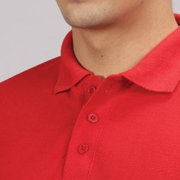 GC B007 Spun Pique Matty Polo T-Shirt – Red – Collar Detail