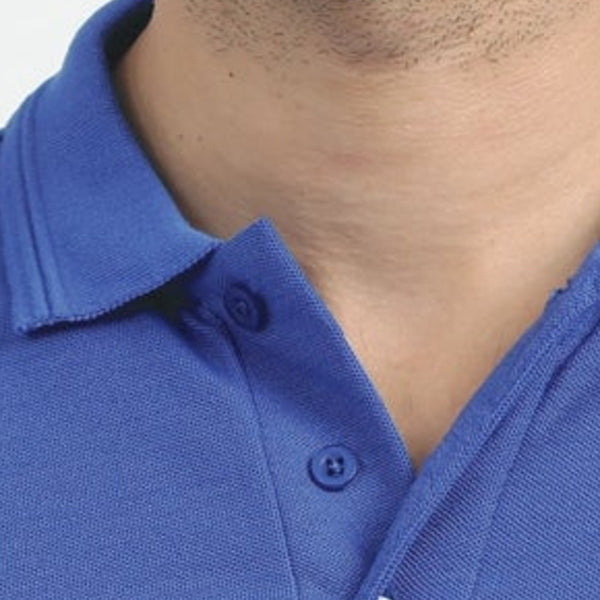 GC B007 Spun Pique Matty Polo T-Shirt – Royal Blue – Collar Detail