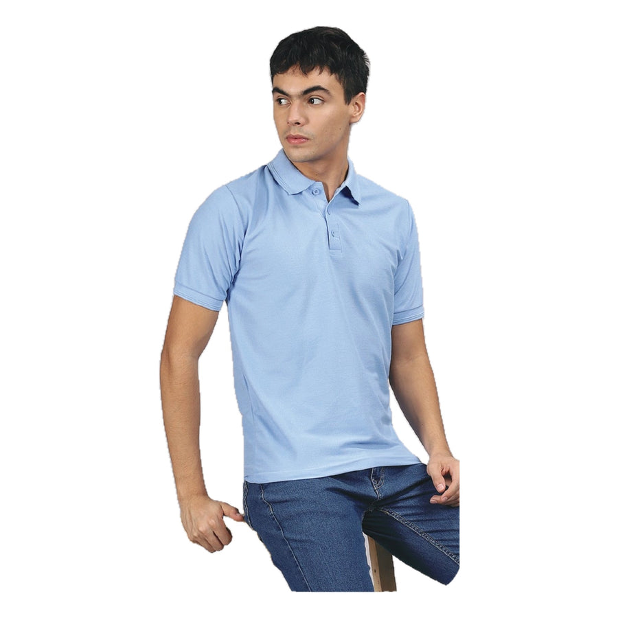 GC B007 Spun Pique Matty Polo T-Shirt – Sky Blue - Front