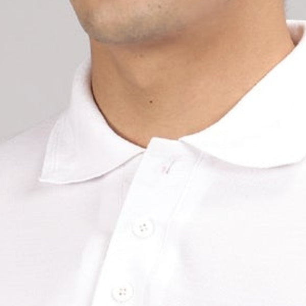 GC B007 Spun Pique Matty Polo T-Shirt – White – Collar Detail