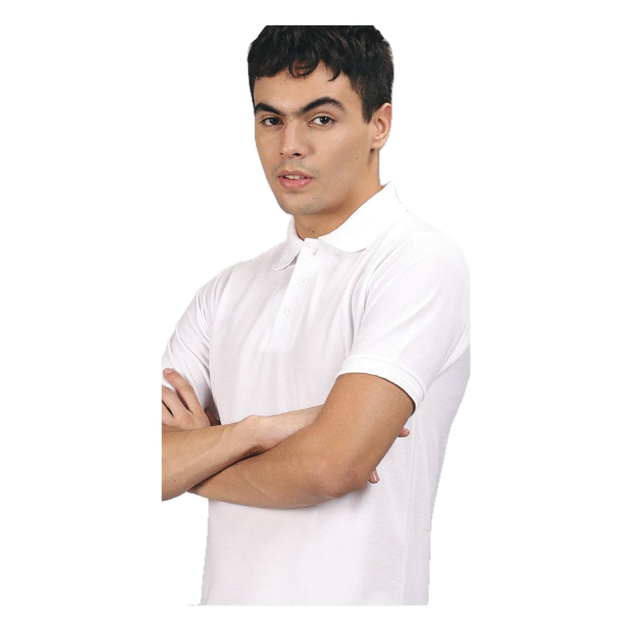 GC B007 Spun Pique Matty Polo T-Shirt – White - Front