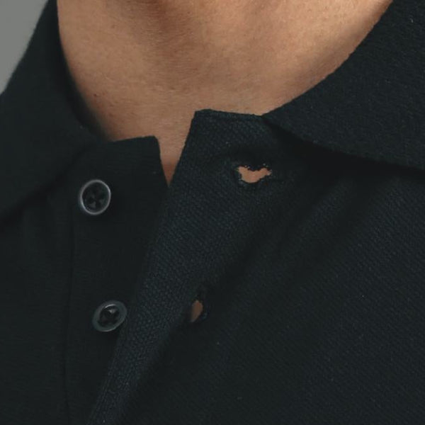 GC Jacquard Cotton Polo T-Shirt – Black – Jacquard Collar Detail
