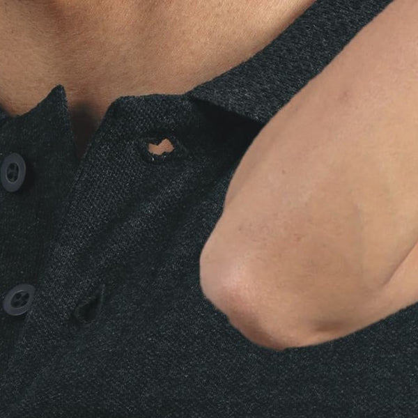 GC Jacquard Cotton Polo T-Shirt – Charcoal – Jacquard Collar Detail