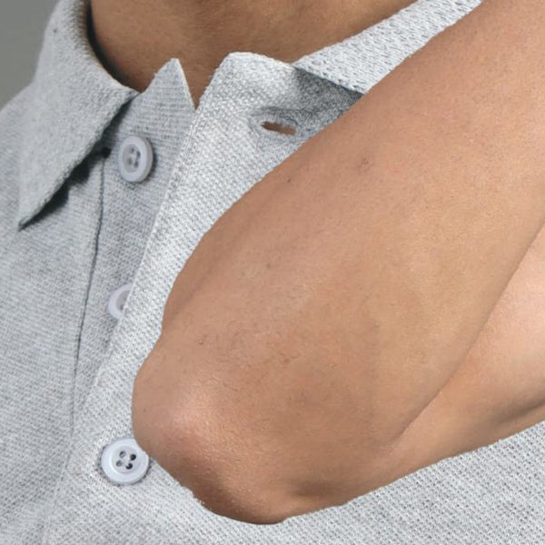 GC Jacquard Cotton Polo T-Shirt – Grey Melange – Jacquard Collar Detail