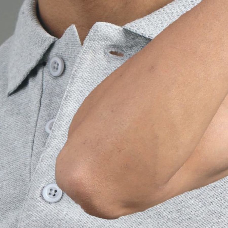 GC Jacquard Cotton Polo T-Shirt – Grey Melange - Back