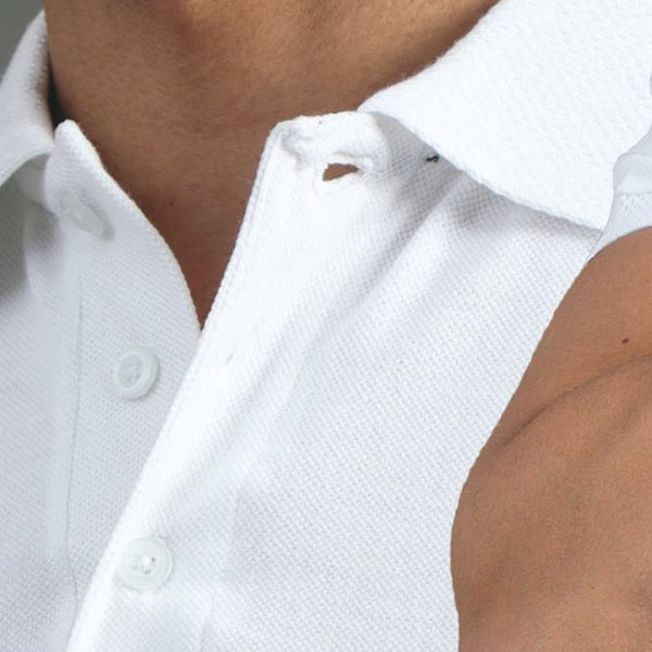GC Jacquard Cotton Polo T-Shirt – White – Jacquard Collar Detail