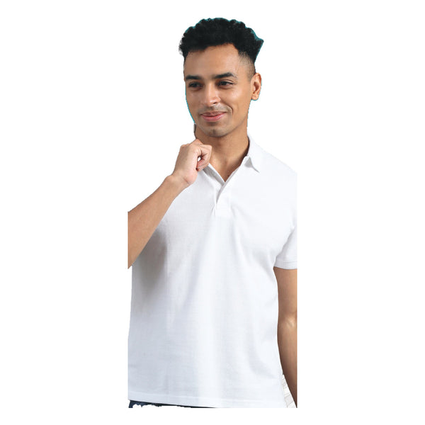 GC Jacquard Cotton Polo T-Shirt – White – Front