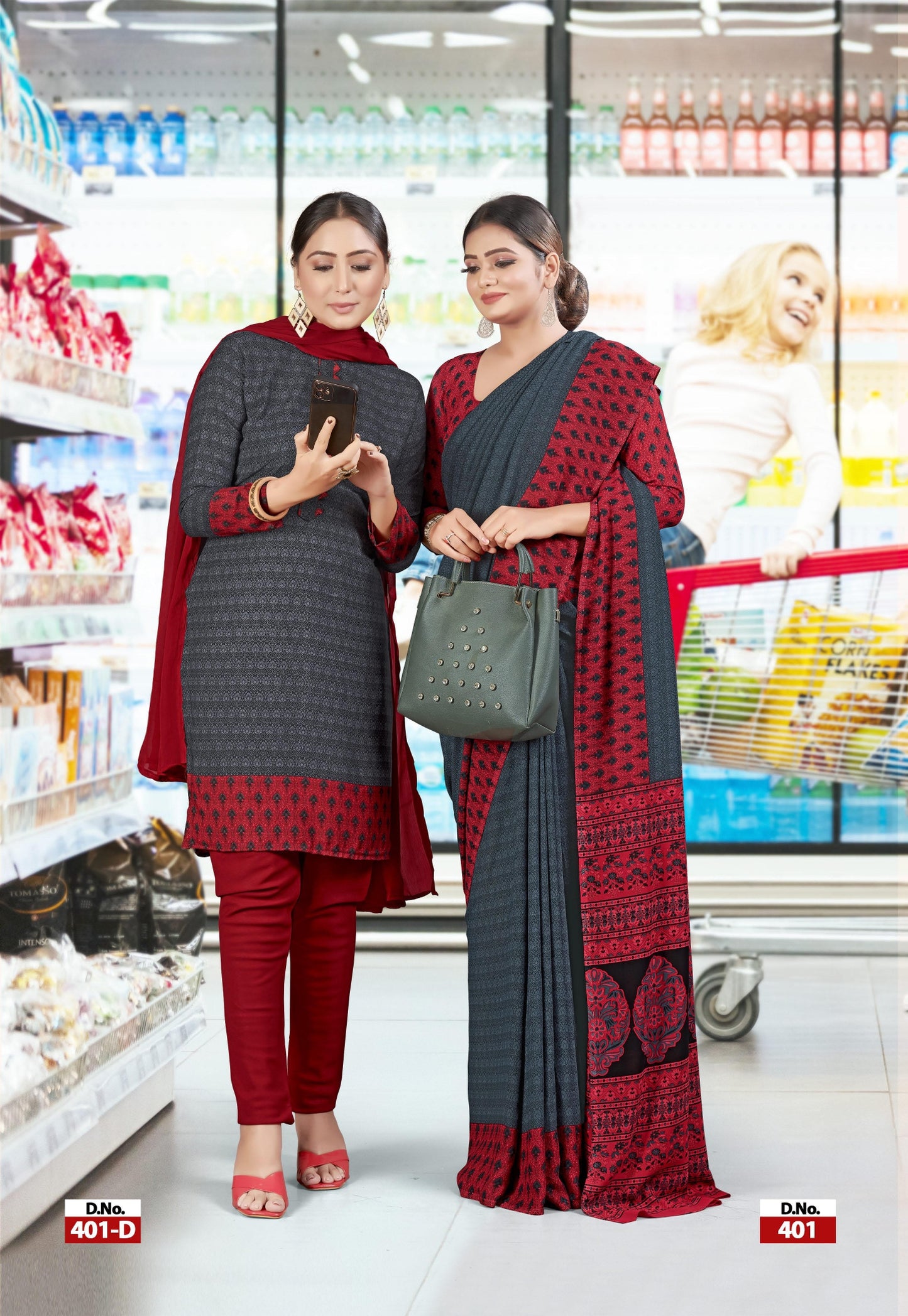 Suit & Saree -I-Phone Vol.5 - Grey & Red (401)