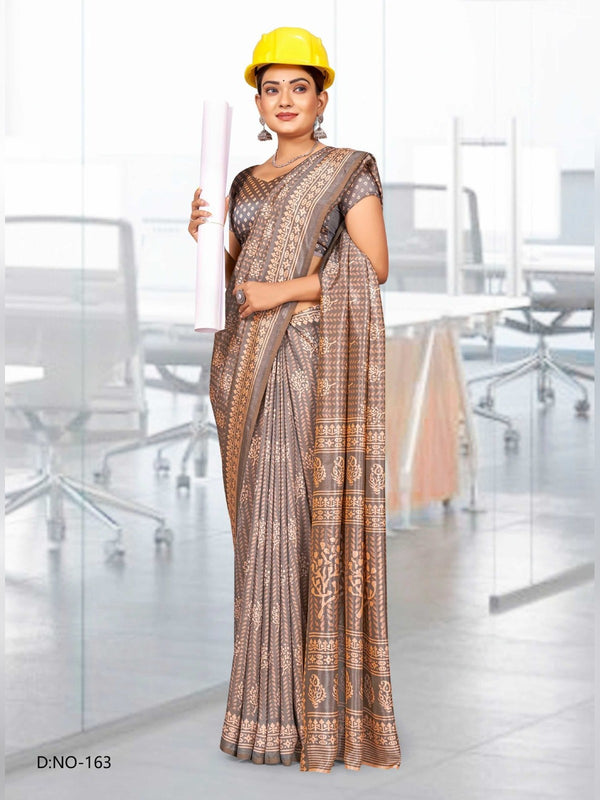 Kaanchi Silk uniform saree Beige Brown D.No 163