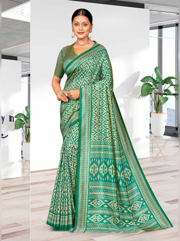Kaanchi Silk uniform saree Green D.No 152