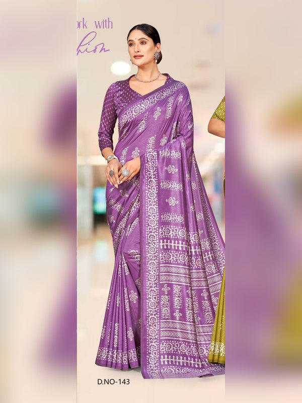 Kaanchi Silk uniform saree Lavender Purple D.No 143