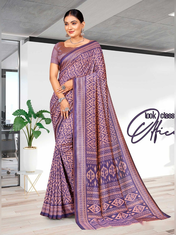 Kaanchi Silk uniform saree Lavender Wine D.No 151