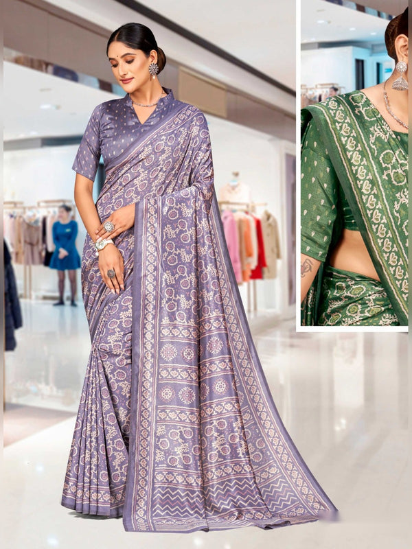 Kaanchi Silk uniform saree Lilac D.No 153