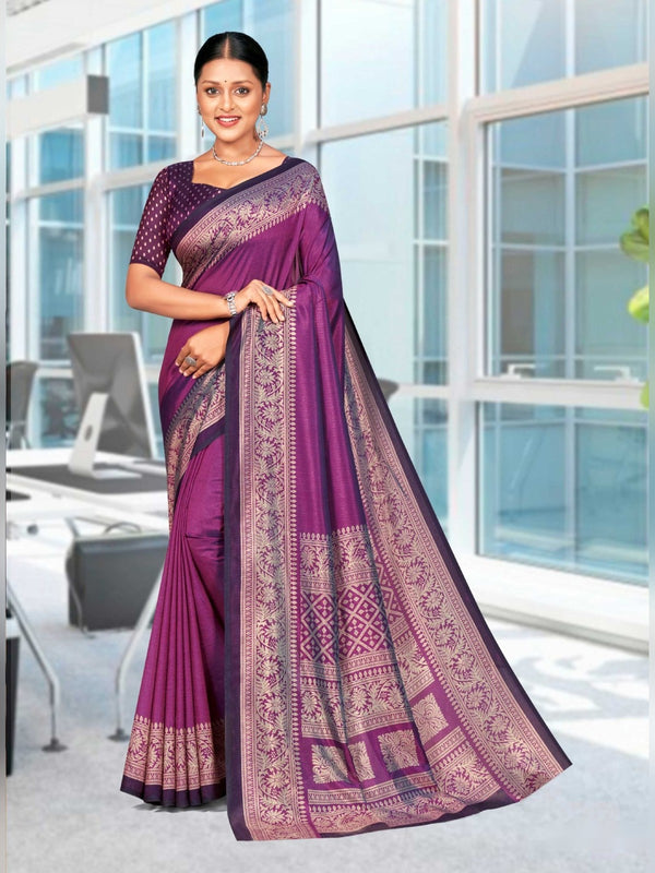 Kaanchi Silk uniform saree Purple Wine D.No 148