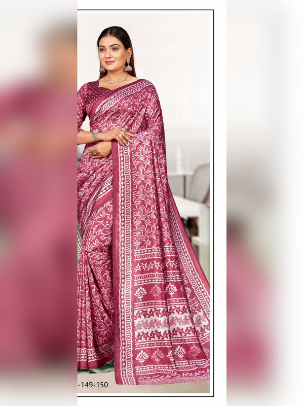 Kaanchi Silk uniform saree Rose Pink D.No 150