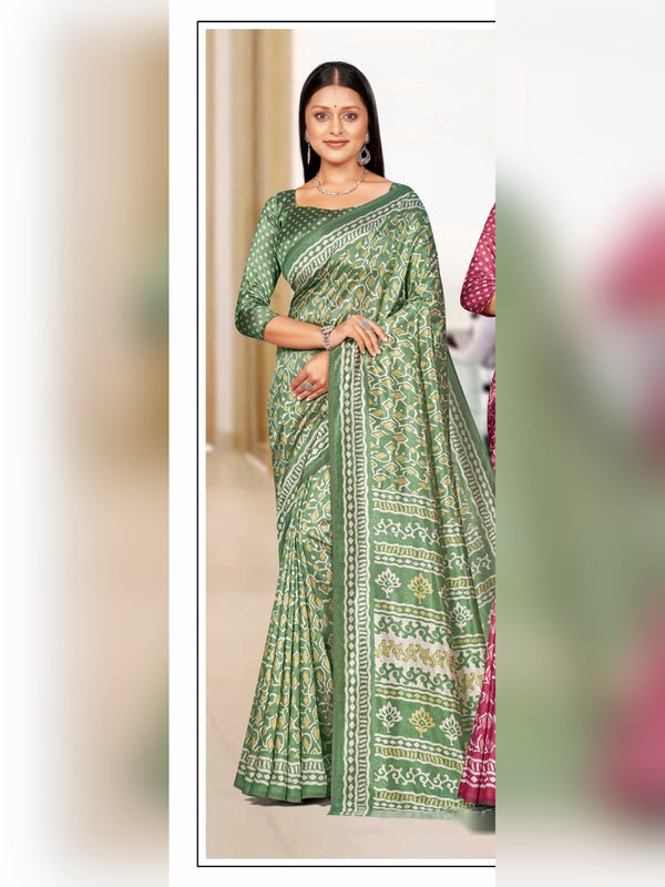 Kaanchi Silk uniform saree Sage Green D.No 149