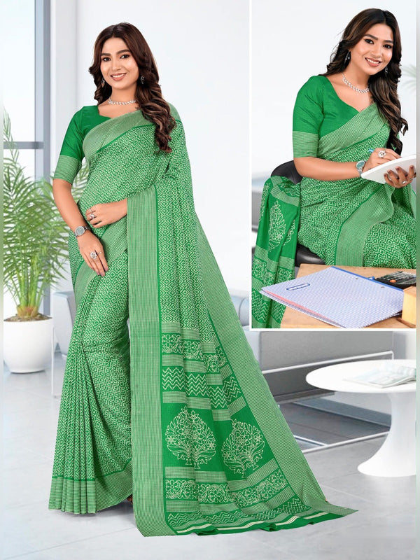 Kanjivaram Silk uniform saree Green D.No 1175