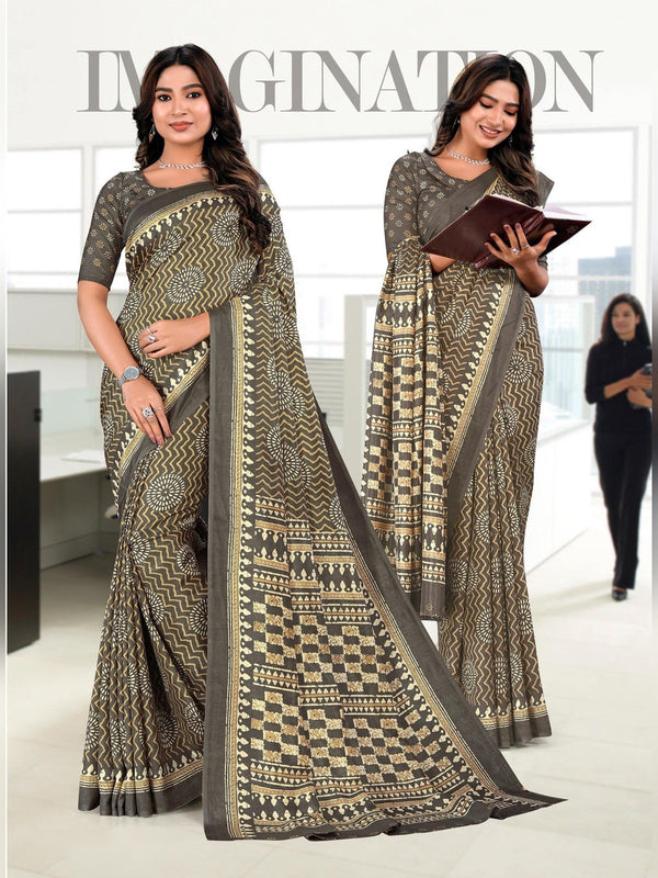 Kanjivaram Silk uniform saree Grey Beige D.No 1182