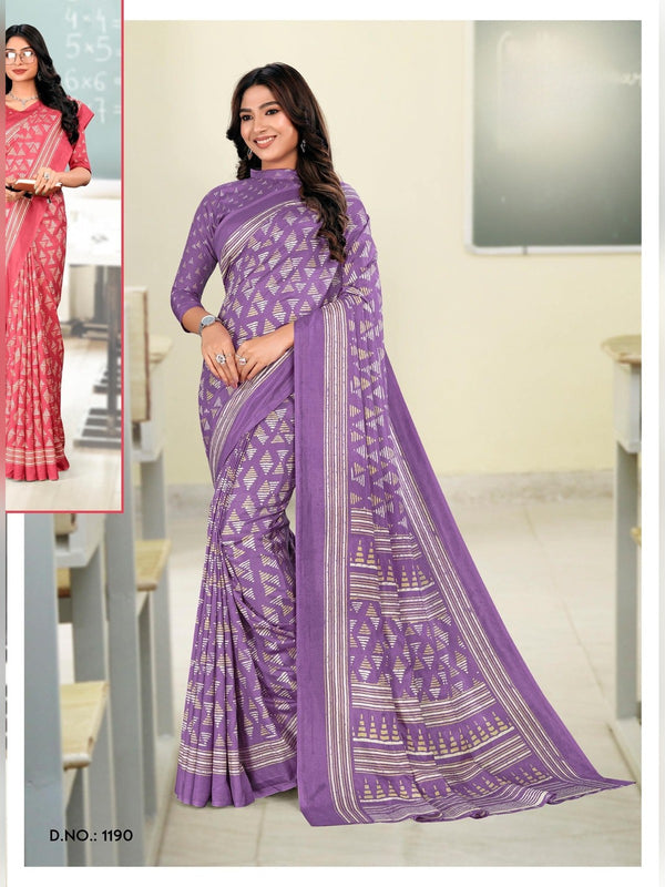 Kanjivaram Silk uniform saree Lavender D.No 1190