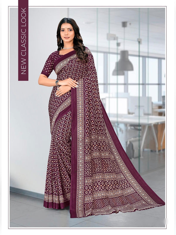 Kanjivaram Silk uniform saree Maroon D.No 1195