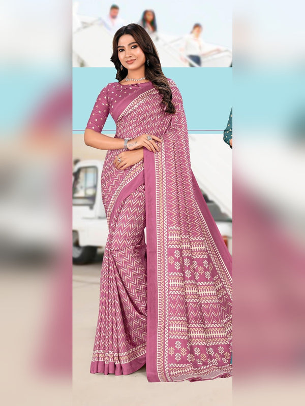 Kanjivaram Silk uniform saree Pink Mauve D.No 1193