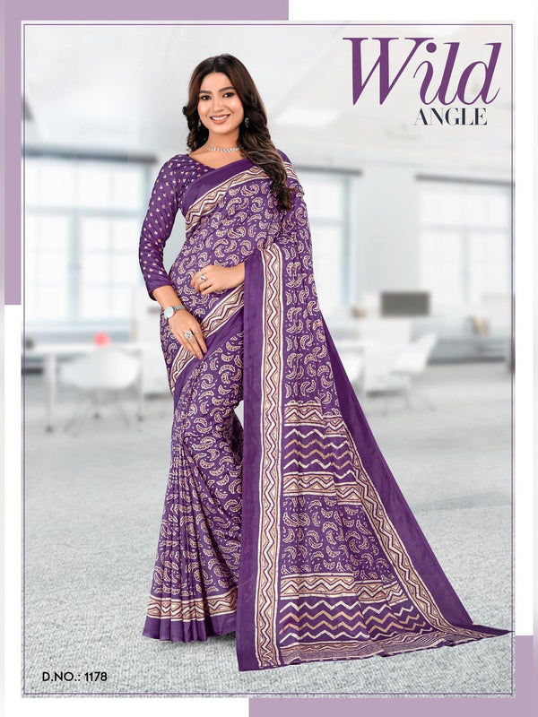 Kanjivaram Silk uniform saree Purple D.No 1178