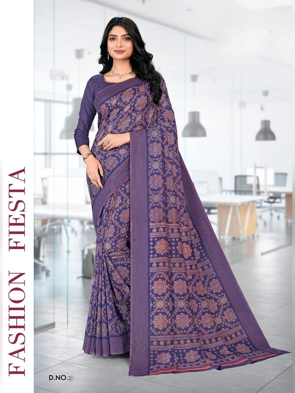 Kanjivaram Silk uniform saree Purple Indigo D.No 1192