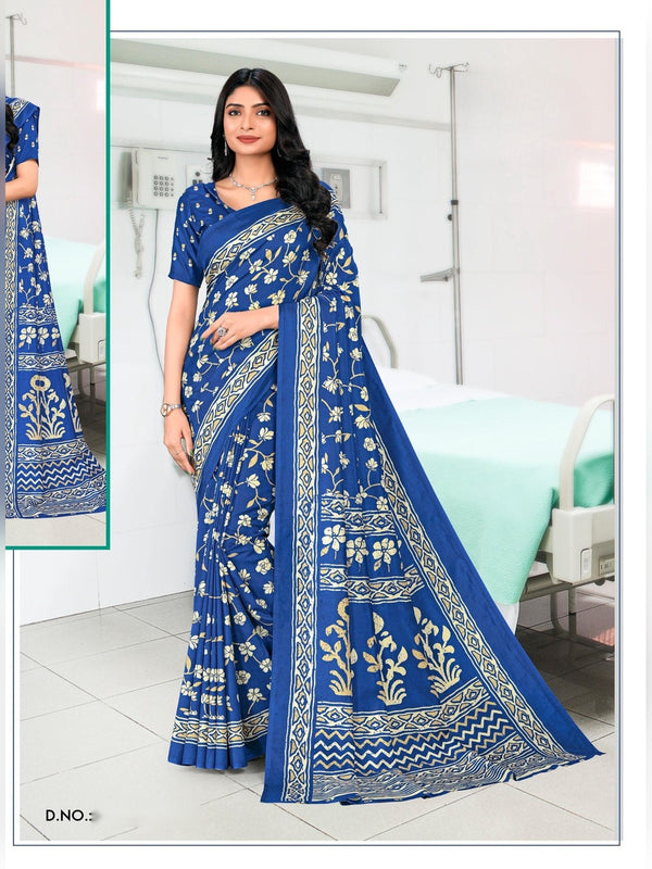 Kanjivaram Silk uniform saree Royal Blue D.No 1180