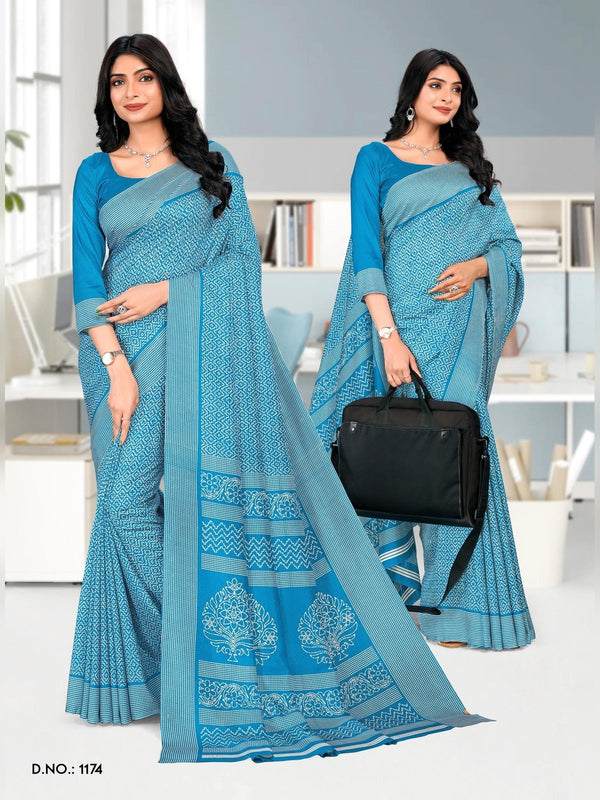 Kanjivaram Silk uniform saree Sky Blue D.No 1174