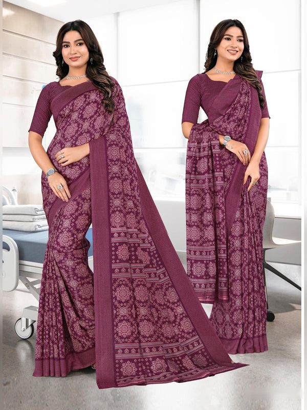 Kanjivaram Silk uniform saree Wine D.No 1191