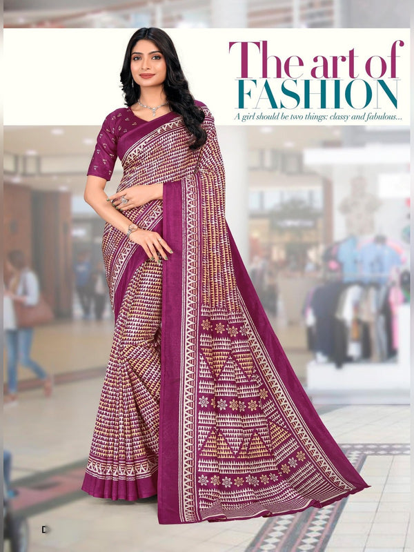 Kanjivaram Silk uniform saree Wine Mauve D.No 1185