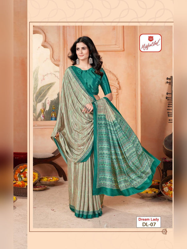 Mafatlal Dream Lady Uniform Saree - Sage Green & Teal (DL-07)