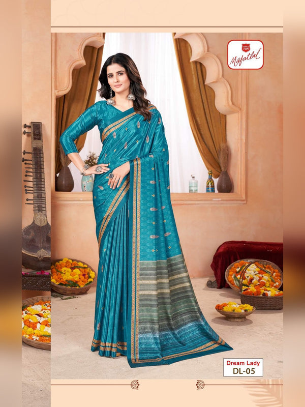 Mafatlal Dream Lady Uniform Saree - Teal Blue (DL-05)