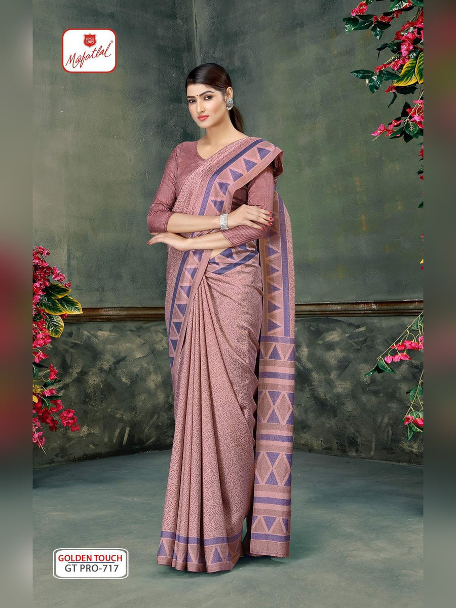 Mafatlal Golden Touch Pro Uniform Saree – Mauve Pink & Purple (GT PRO-717) - Front