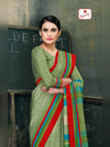 Mafatlal Golden Touch Uniform Saree - Pista Green & Red (GT-705) (view 2)
