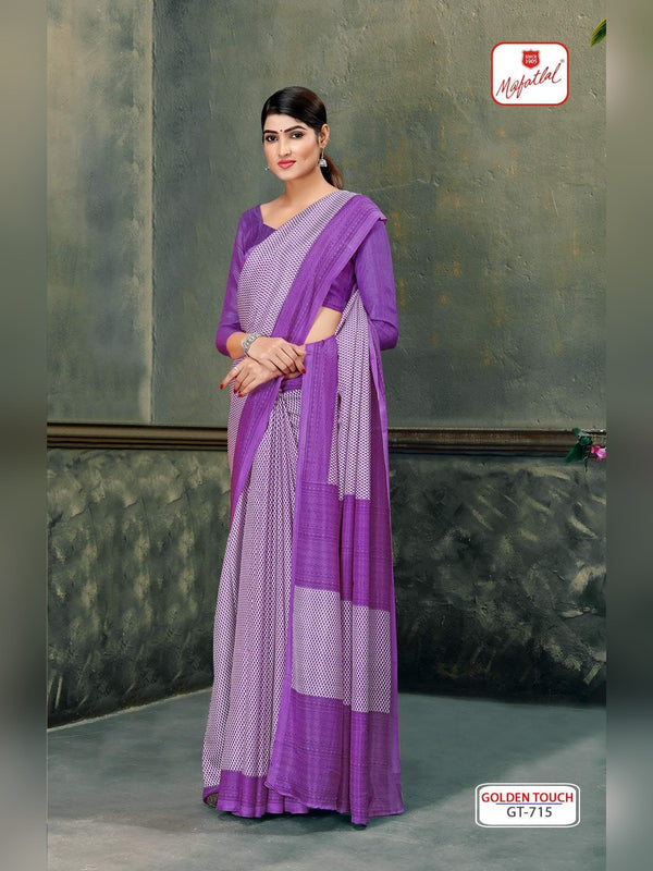 Mafatlal Golden Touch Uniform Saree - Purple & Lavender (GT-715)
