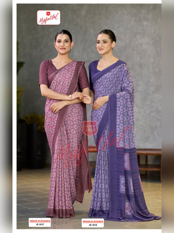 Mafatlal Indian Elegance Uniform Saree – Mauve Pink & Wine (IE-1017)