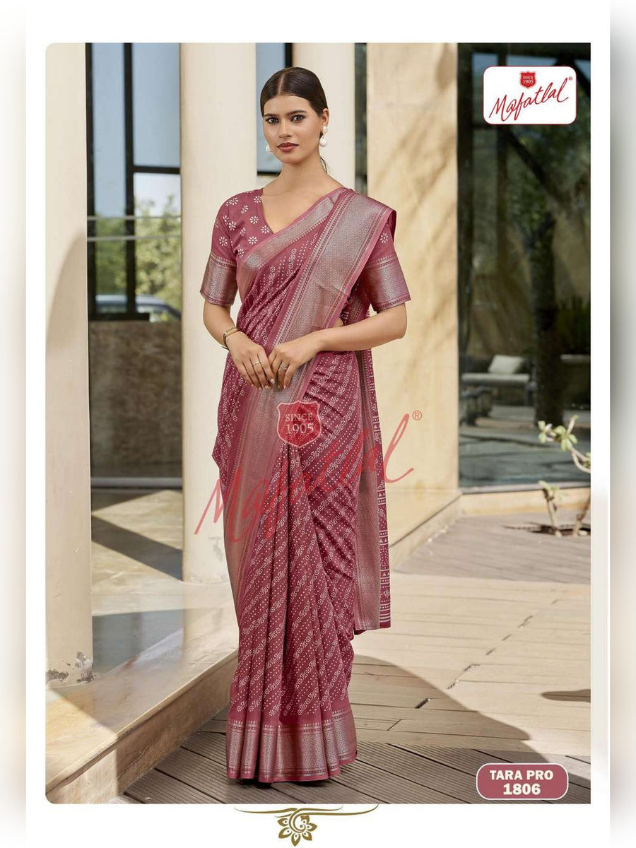 Mafatlal Tara Pro Uniform Saree – Dusty Rose Pink (TARA PRO-1806) - Front