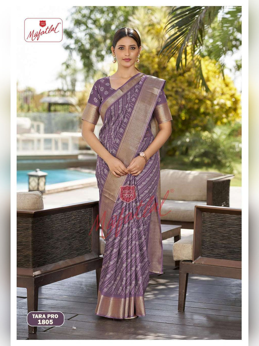 Mafatlal Tara Pro Uniform Saree – Mauve Purple (TARA PRO-1805) - Front