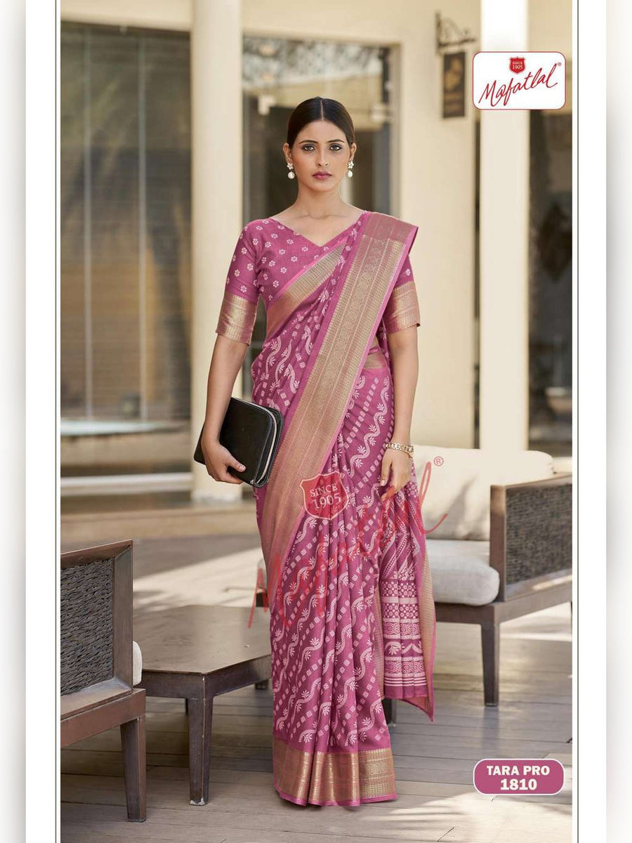 Mafatlal Tara Pro Uniform Saree – Orchid Pink (TARA PRO-1810) - Front