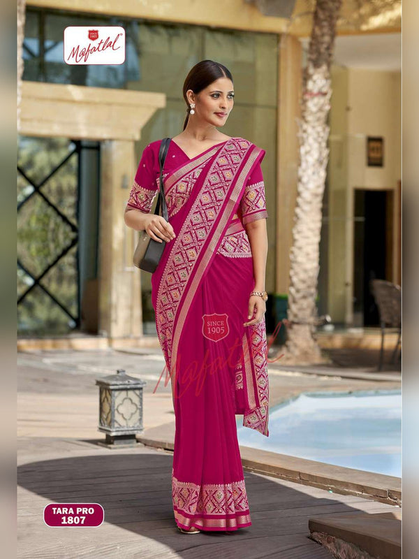 Mafatlal Tara Pro Uniform Saree - Rani Pink (TARA PRO-1807)