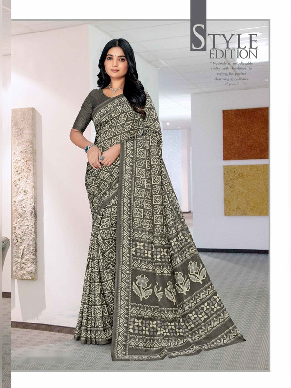 Malgudi Silk uniform saree Grey Black D.No 2504