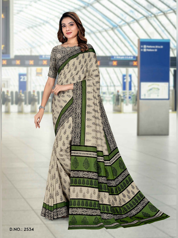 Malgudi Silk uniform saree Grey Green D.No 2534