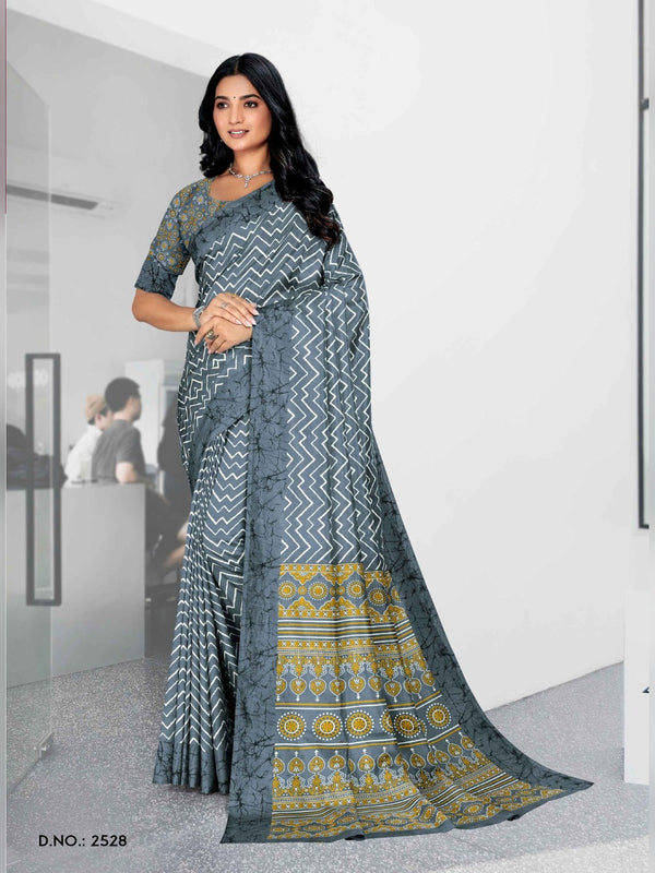 Malgudi Silk uniform saree Grey Olive D.No 2528