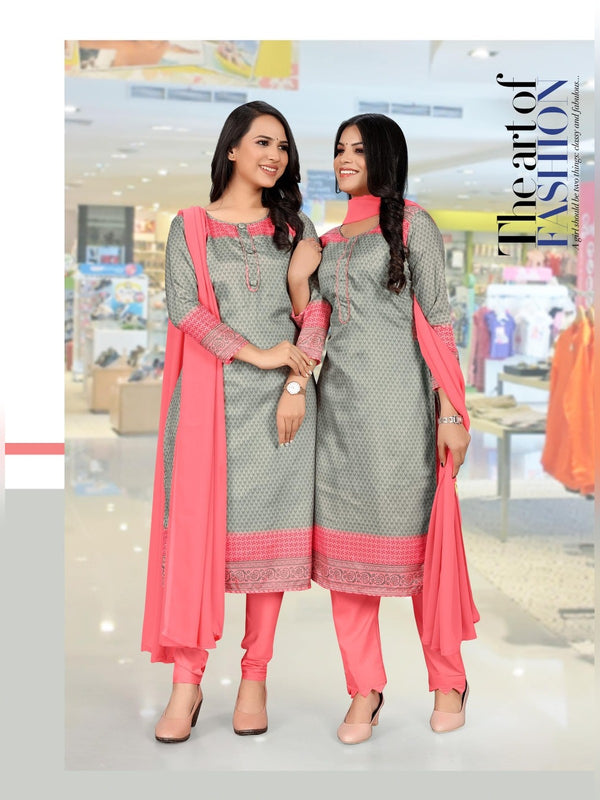 Malgudi Silk uniform saree Grey Pink D.No 2441 (view 2)