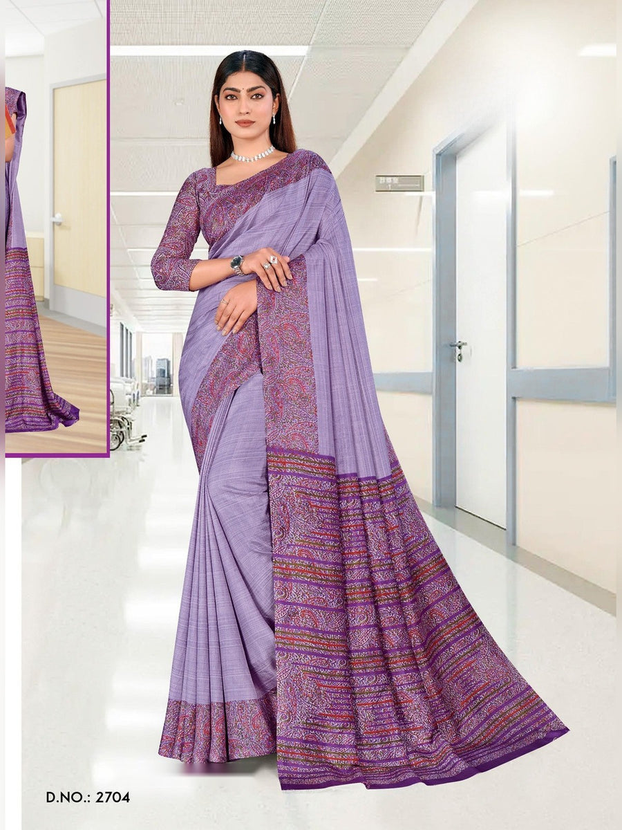 Women's Malgudi Silk Uniform Saree – Lavender - Front