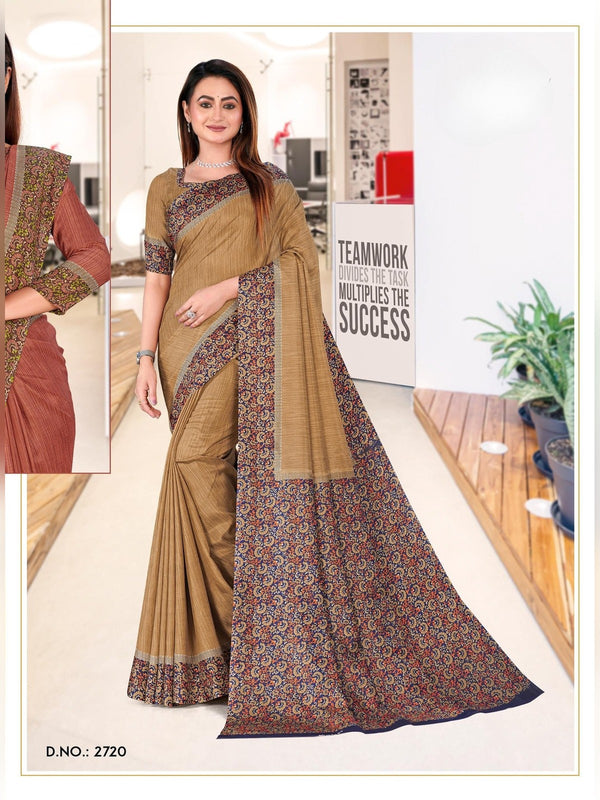 Malgudi Silk uniform saree Mustard Brown D.No 2720
