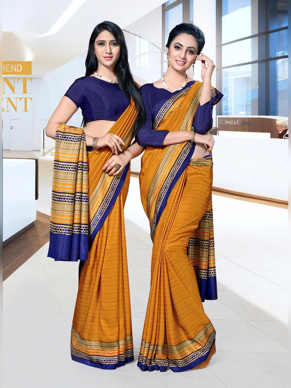 Malgudi Silk uniform saree Mustard Purple D.No 6769 (view 2)