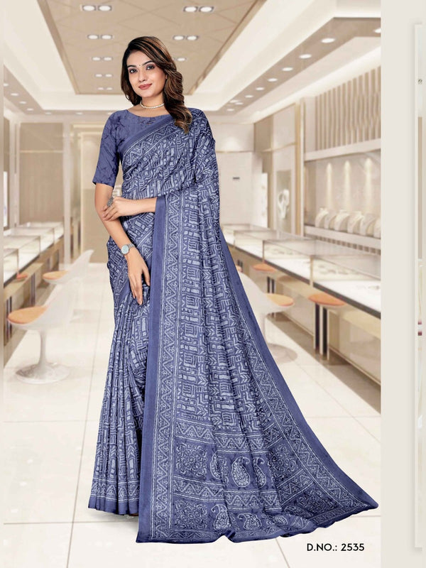 Malgudi Silk uniform saree Steel Blue D.No 2535