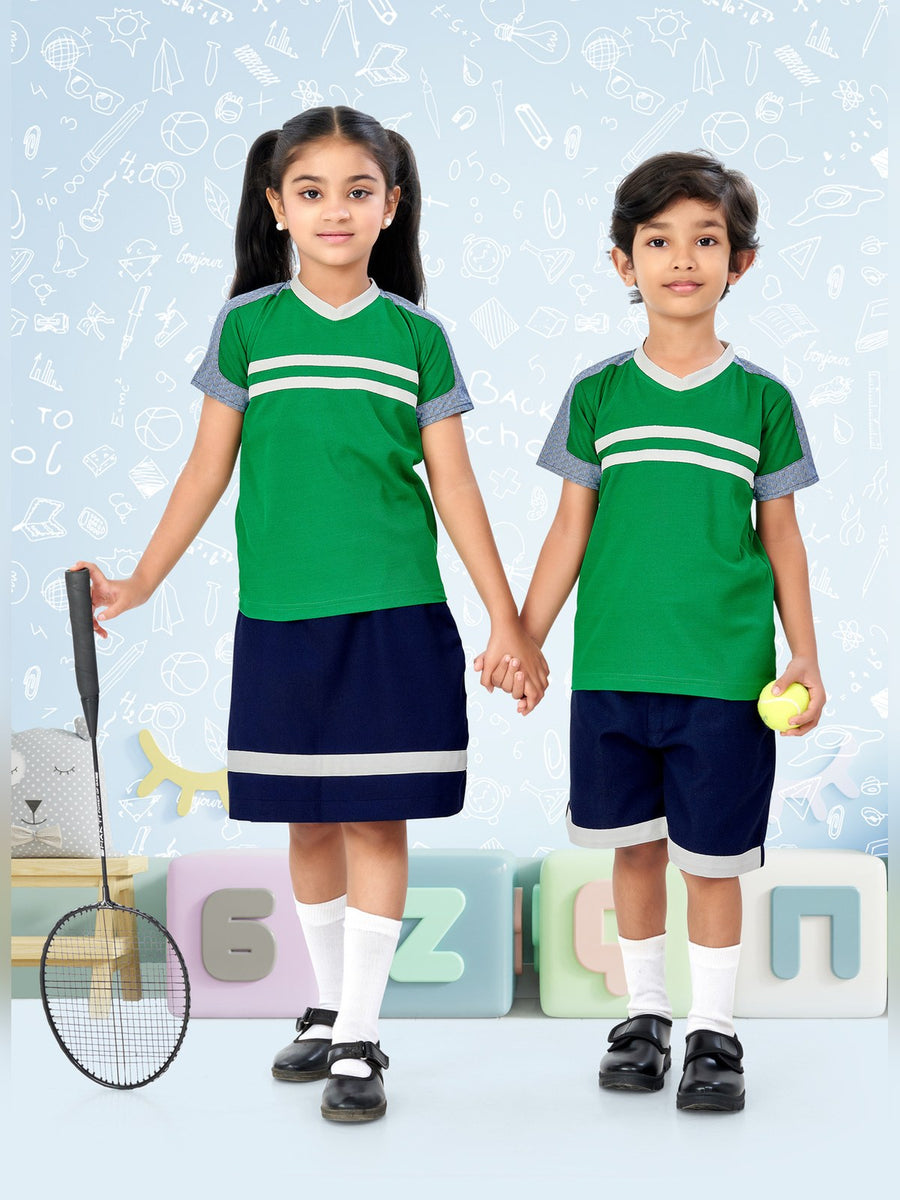 Pre-Primary School Uniform Set – Green & Blue (KDS 4002) - Front